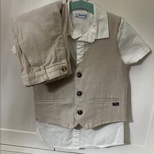 Mayoral Tan and White Button Down Shirt